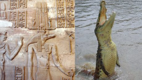 egyptský boh a krokodíl