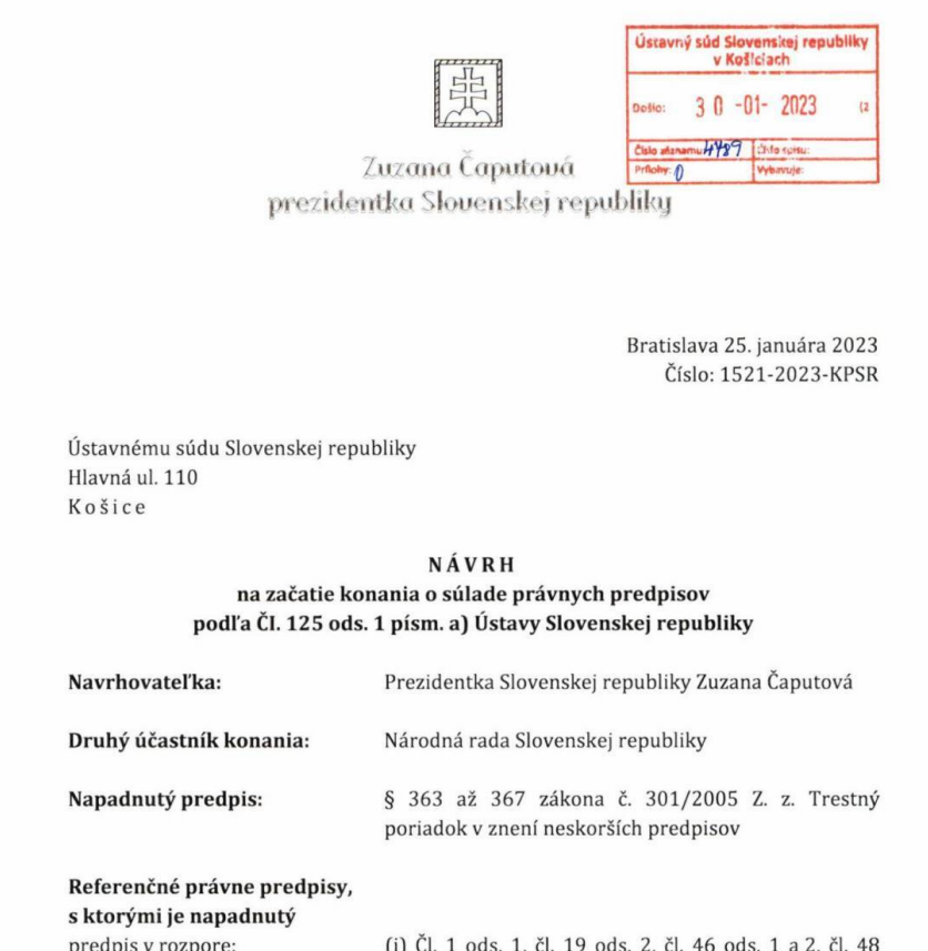 Návrh Zuzany Čaputovej v súvislosti s kontroverzným paragrafom 363.