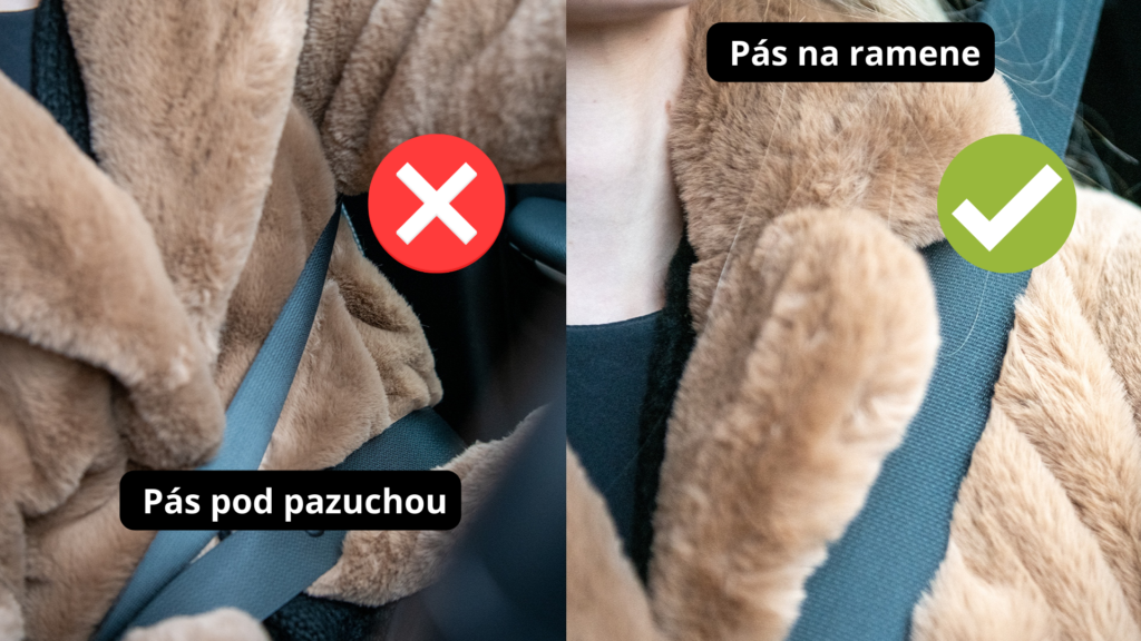 správne a nesprávne umiestnenie bezpečnostného pásu v aute