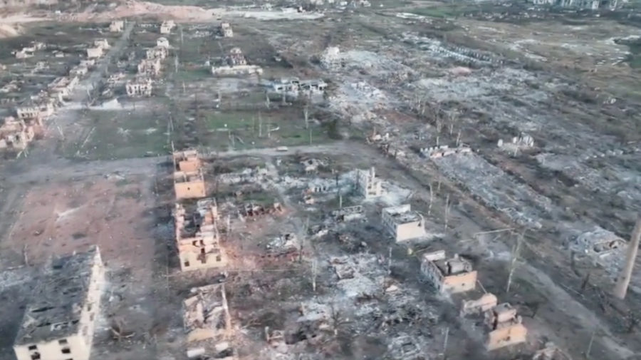 Zdevastované ukrajinské mesto Soledar