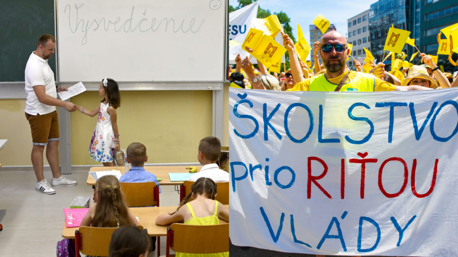 Učitelia štrajkujú a protestujú v Bratislave, vysvedčenie pre žiakov