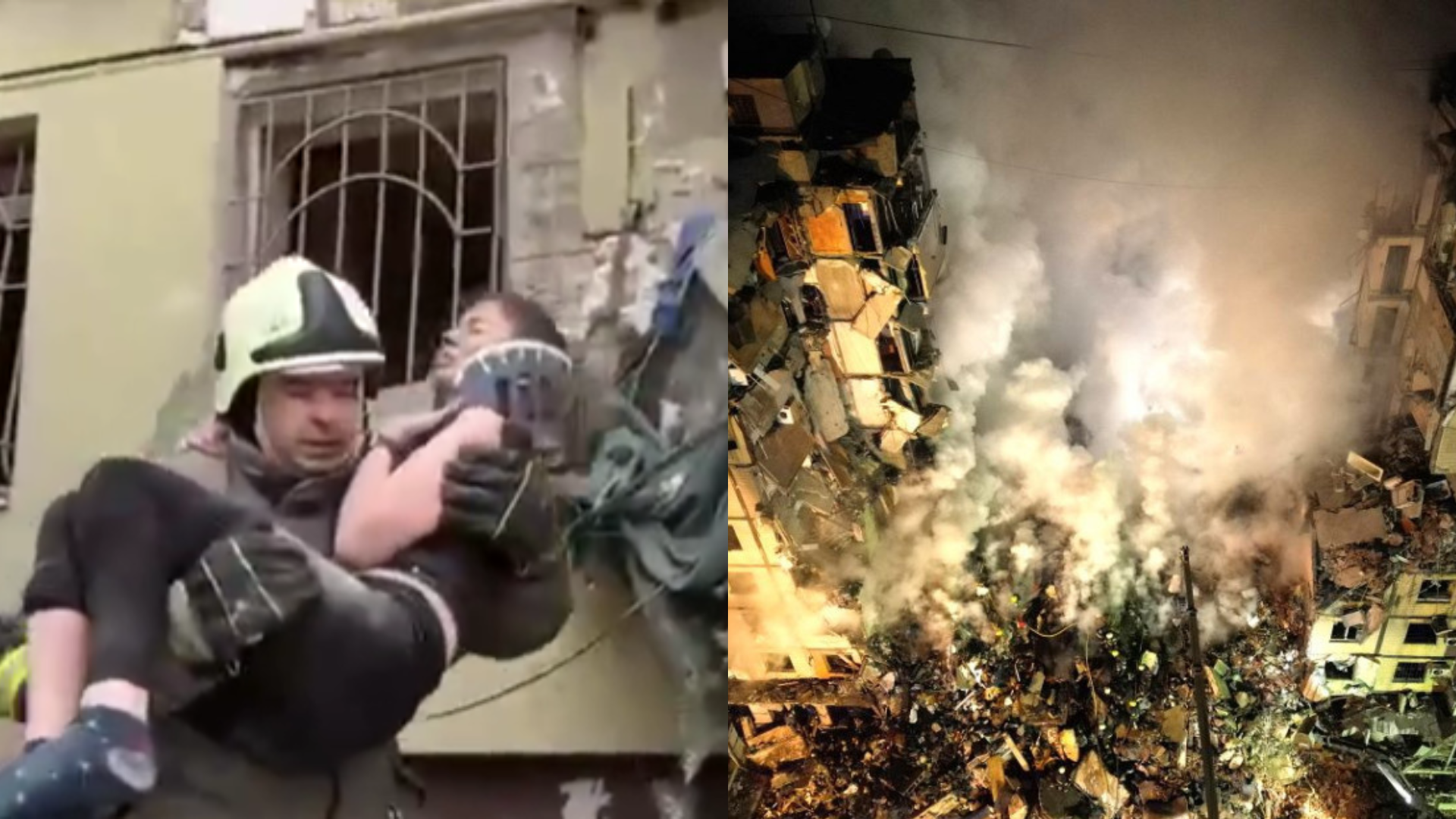 Záchrana obetí útoku v meste Dnipro