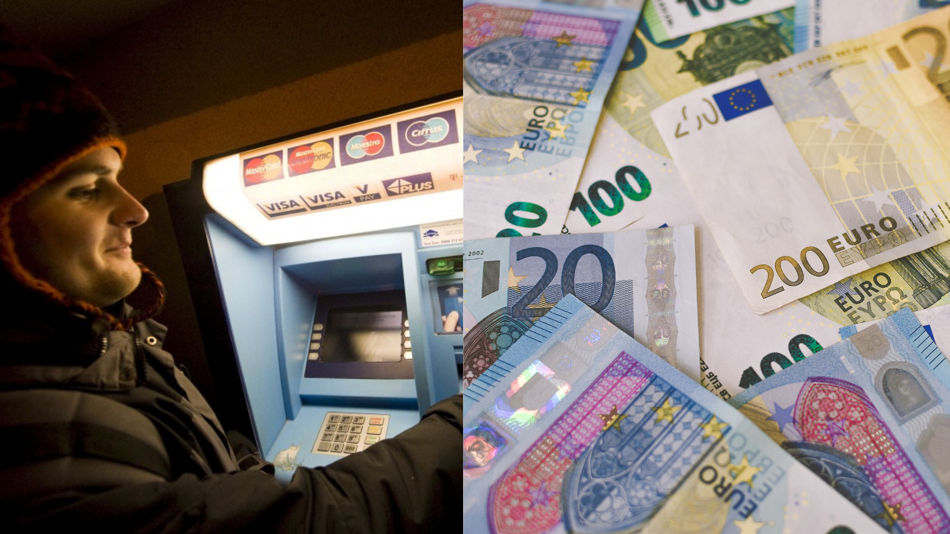 Muž pri bankomate, peniaze