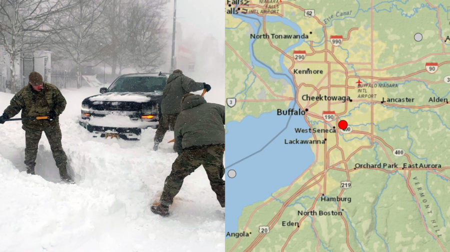 Štátni predstavitelia odhrabávajú sneh v Buffale, zemetrasenie v New Yorku