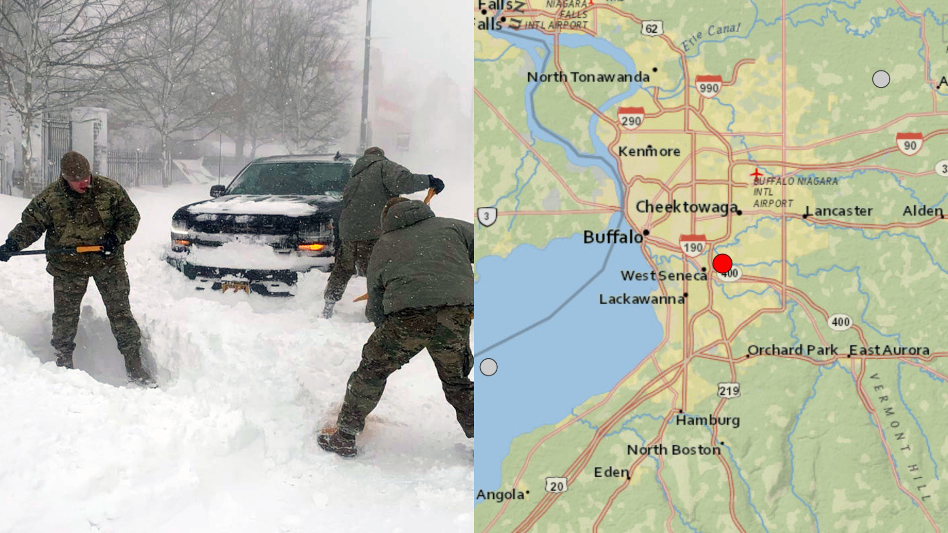 Štátni predstavitelia odhrabávajú sneh v Buffale, zemetrasenie v New Yorku