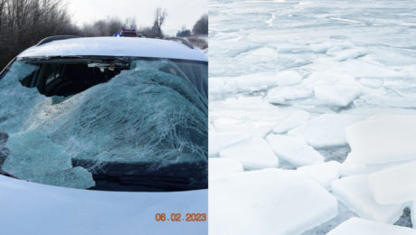 Slovenskí vodiči sú nepoučiteľní. Kusisko ľadu urobil dieru do čelného skla a zranil chlapca