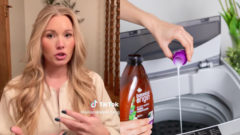 Používateľka TikToku Allison Delperdang sa pýta, ako často si prať pyžamo. Práčka, aviváž prací gél, pranie oblečenia