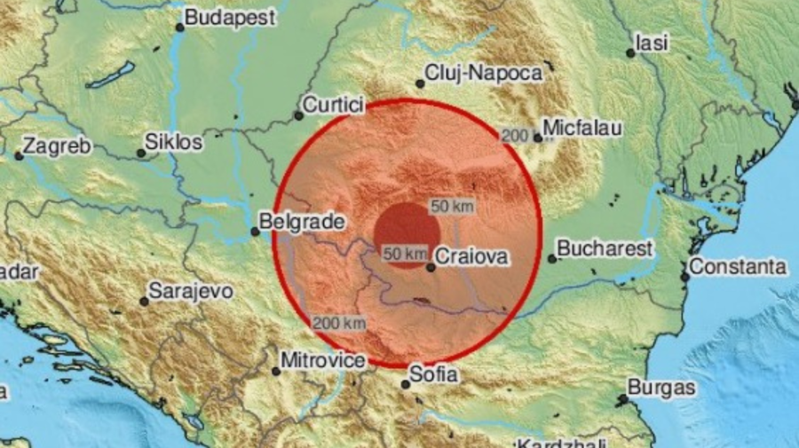 Mapa zemetrasenia v Rumunsku