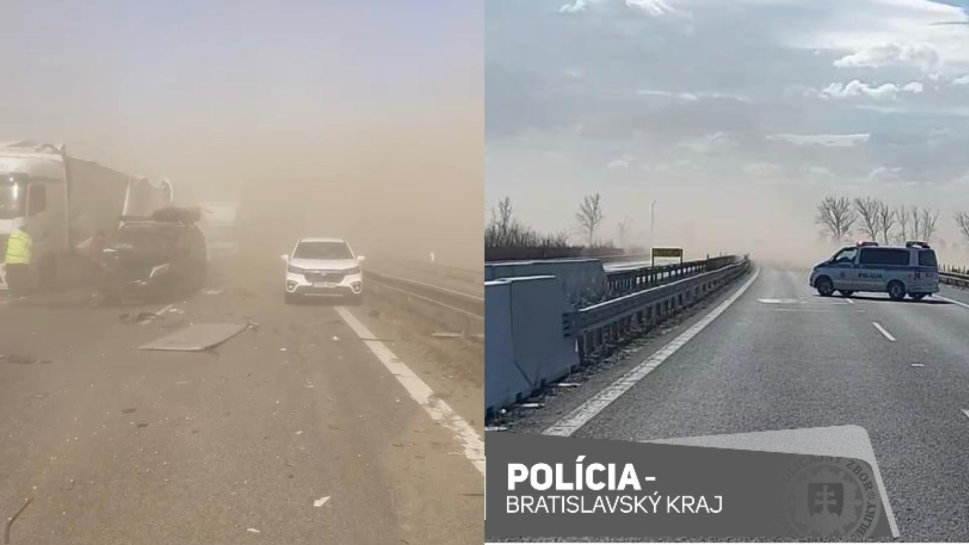 Piesočná búrka na diaľnici D2 marec 2023