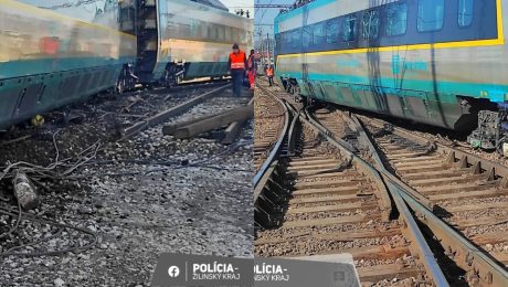 Vykoľvajený vlak pri Žiline