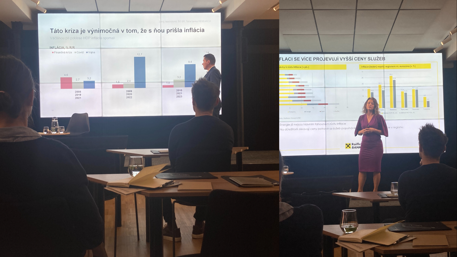 Tatra banka – Róber Prega, ekonomický riaditeľ Tatra banky a Helena Horská, hlavná ekonómka českej Raiffeisenbank