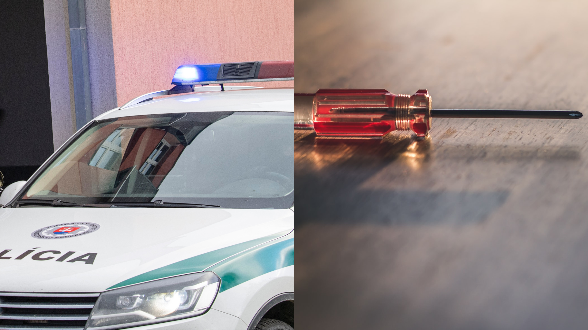 Policajné auto a skrutkovač