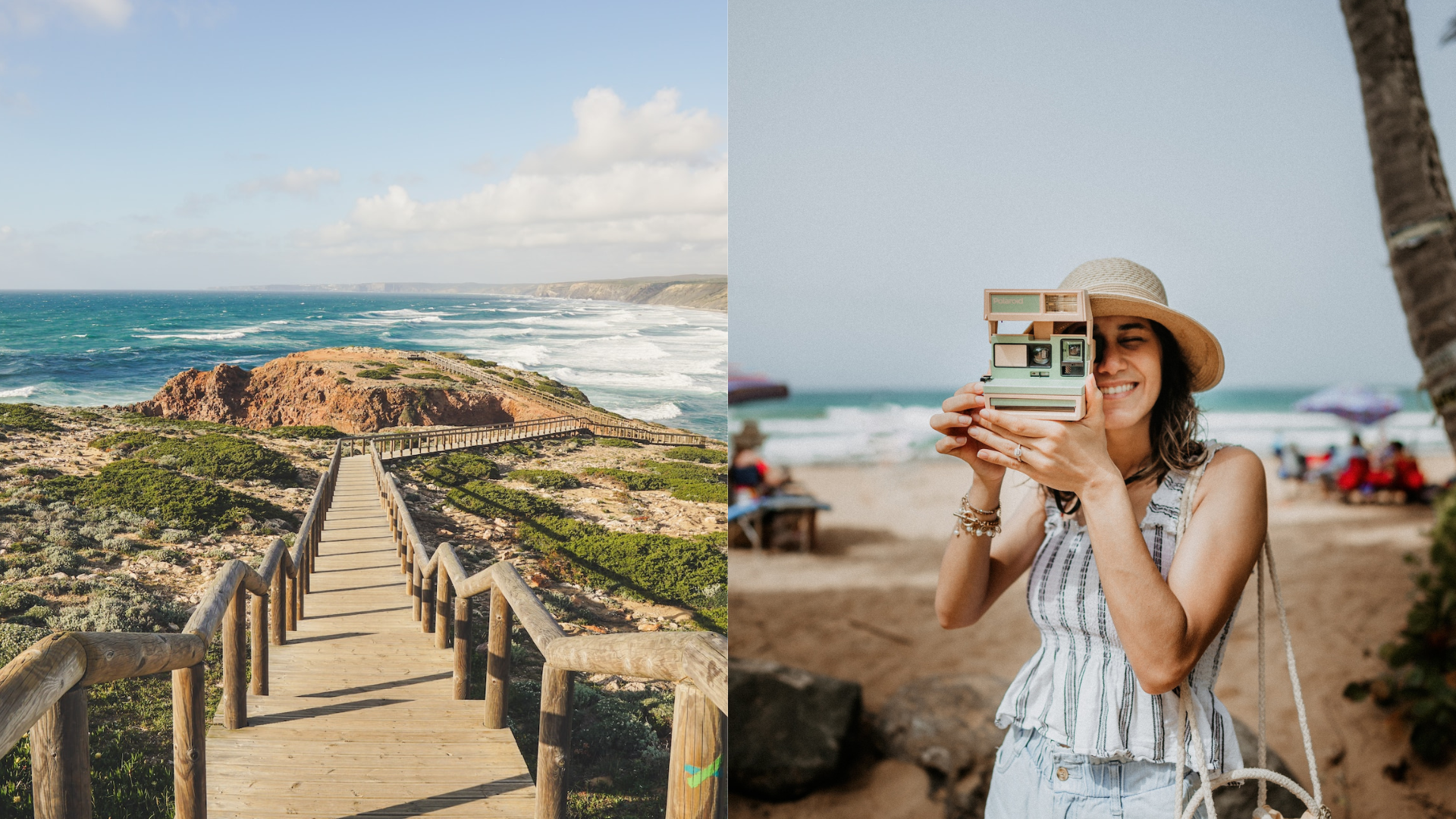 Portugalsko (pláž) a žena, ktorá fotí