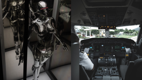 Robot a piloti v lietadle