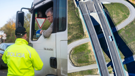 Policajná kontrola a pohľad na diaľnicu