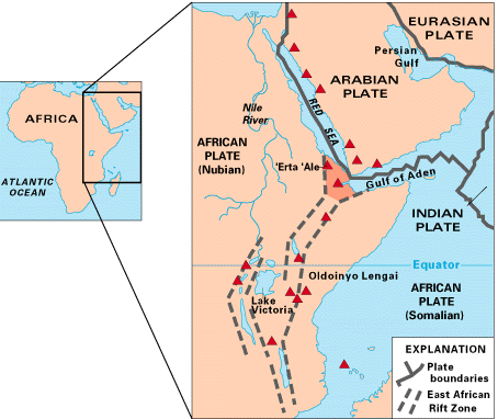 Tektonická mapa východnej Afriky