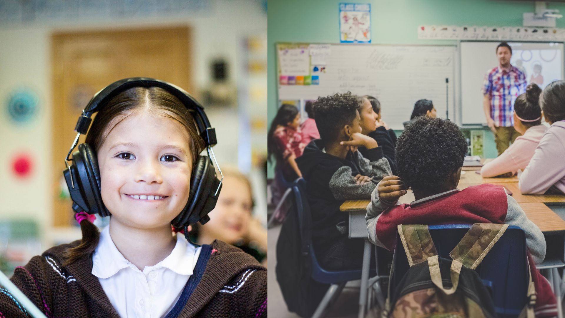 Deti sediace v školských laviciach