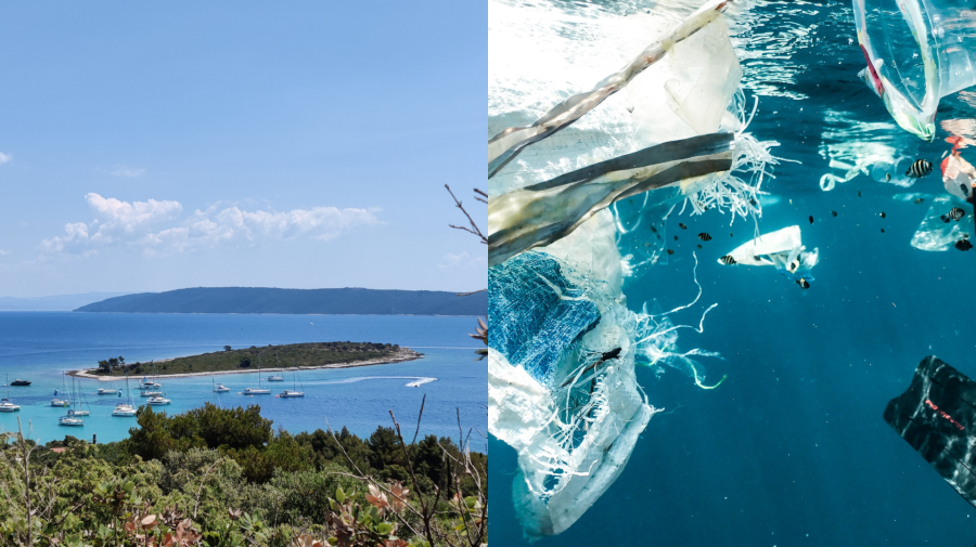 Chorvátsky ostrov a plast vo vode