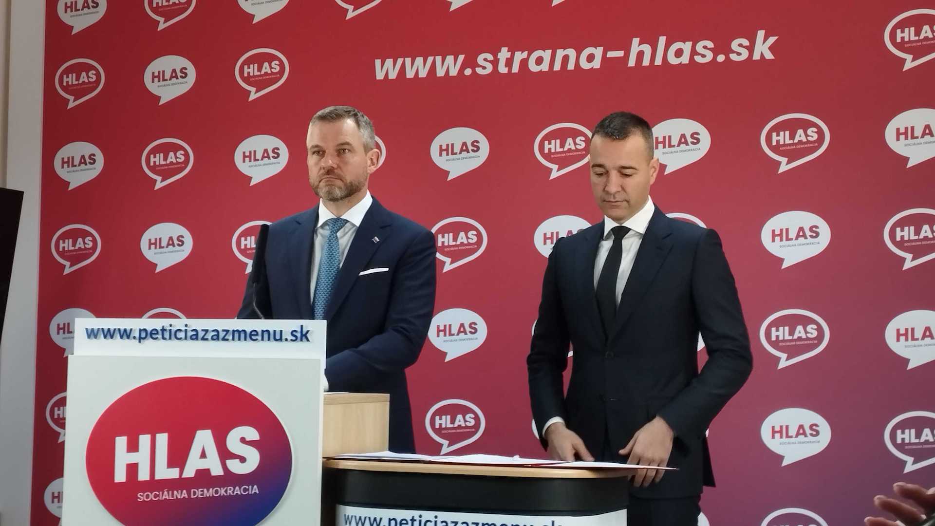 Peter Pellegrini a Tomáš Drucker na tlačovej besede Hlasu a Dobrej voľby