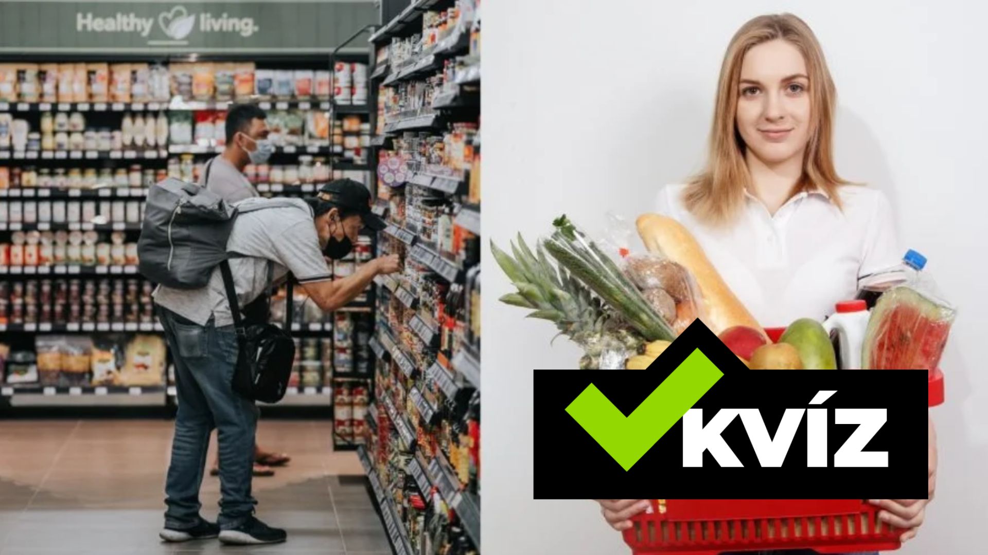 Dievča s košíkom potravín, obchod s nakupujúcimi