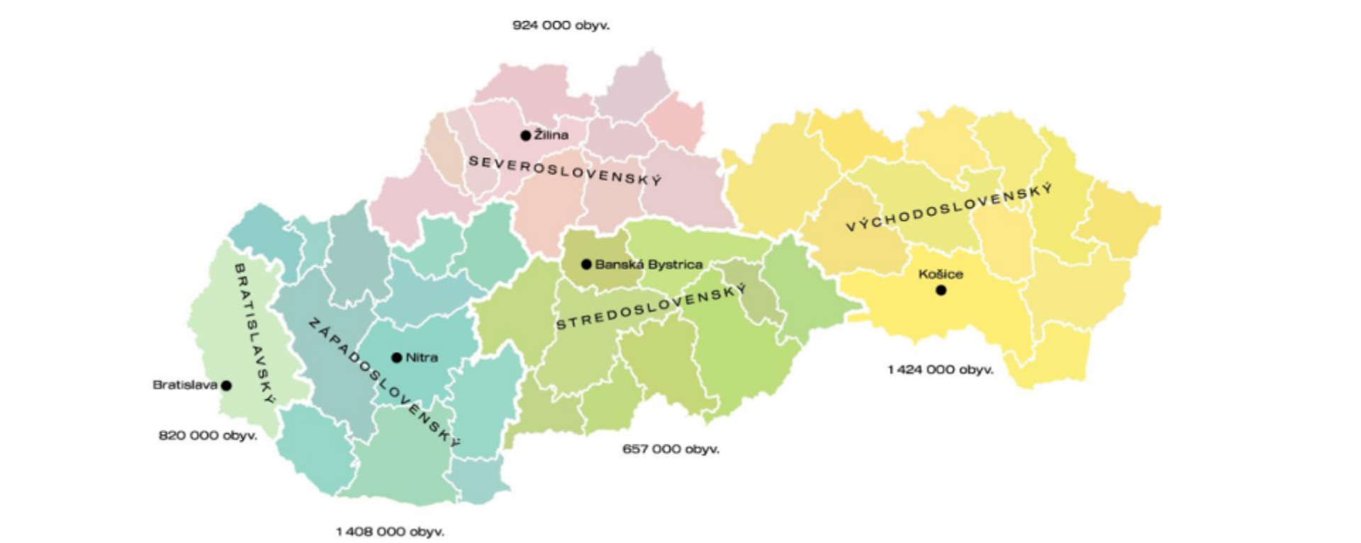 Mapa slovenských krajov po reforme