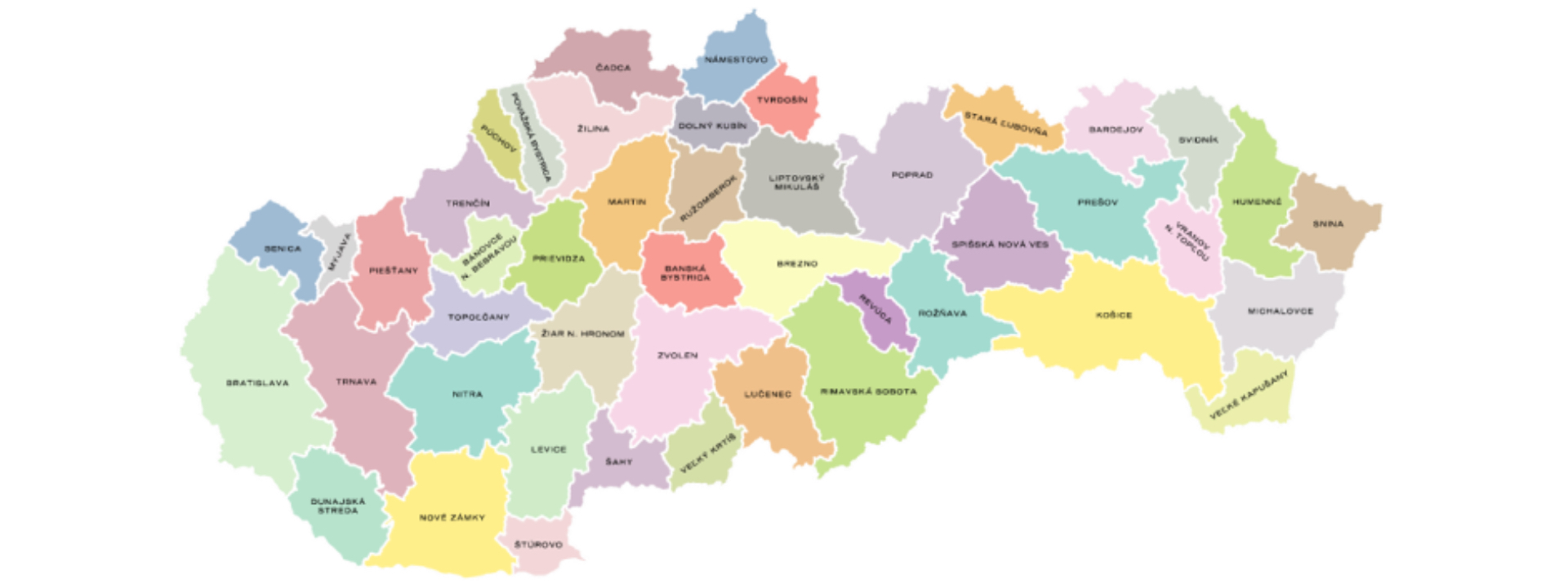 Mapa slovenských okresov po reforme