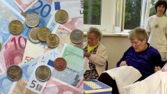 Peniaze, eurá, bankovky a mince a dôchodci, ktorí vyšívajú
