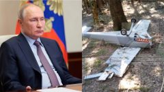 Putin a dron, ktorý mal byť údajne použitý na atentát voči nemu