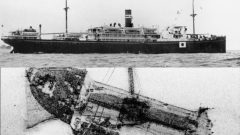 Japonská loď SS Montevideo Maru, ktorá sa potopila počas druhej svetovej vojny. Trosky lode, na ktorej zomrelo viac ako 1 000 ľudí.