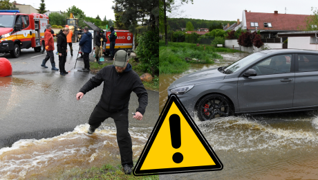 Na snímke vysoká voda v obci Malá Ida v stredu 17. mája 2023 v okrese Košice - okolie po silnom daždi.
