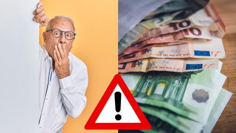 Prekvapený dôchodca a peniaze v obálke