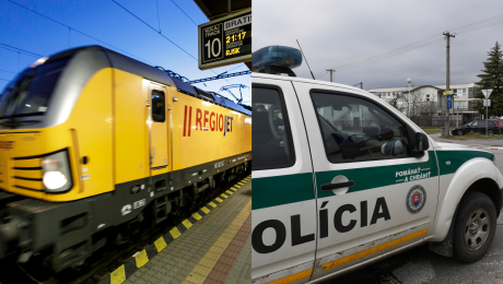 Vlak RegioJet a policajné auto