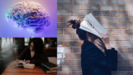 mozog, žena s knihou