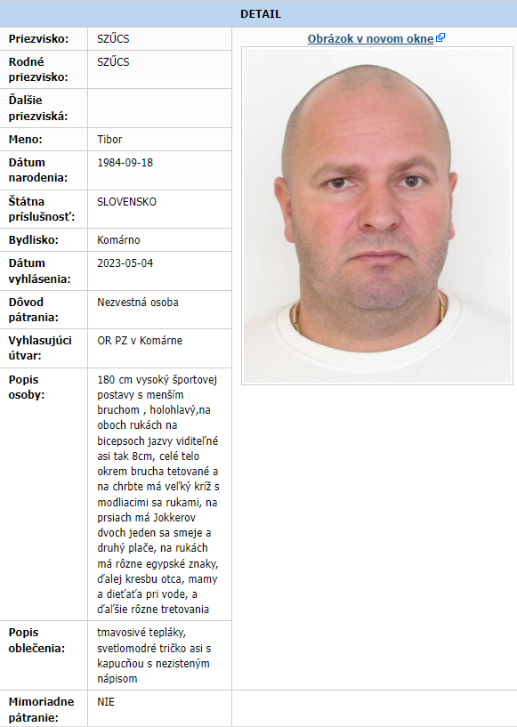 Podnikateľ Tibor Szűcs je nezvestný od 2. mája 2023