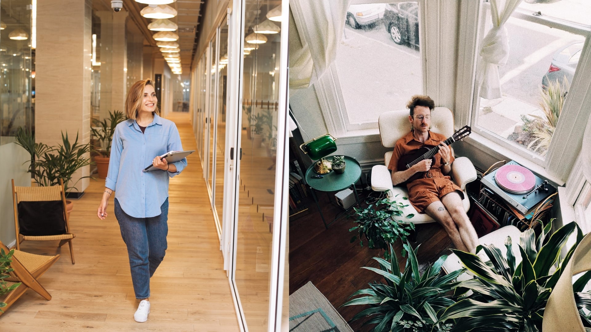 žena v práci, muž doma