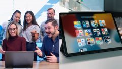 Študenti s tabletom