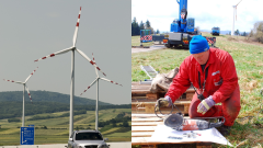 Turbíny v rakúsku a robotník pracuje