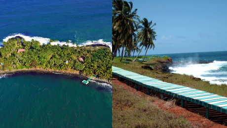 Pohľad na celý ostrov a mólo na ostrove