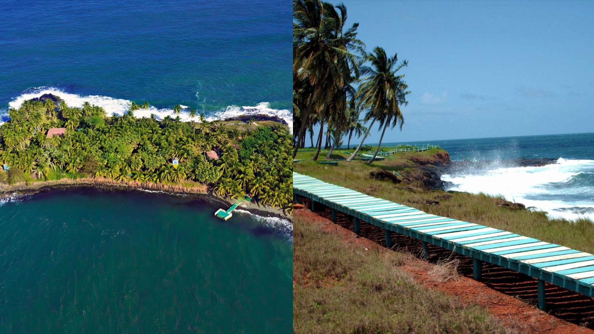 Pohľad na celý ostrov a mólo na ostrove