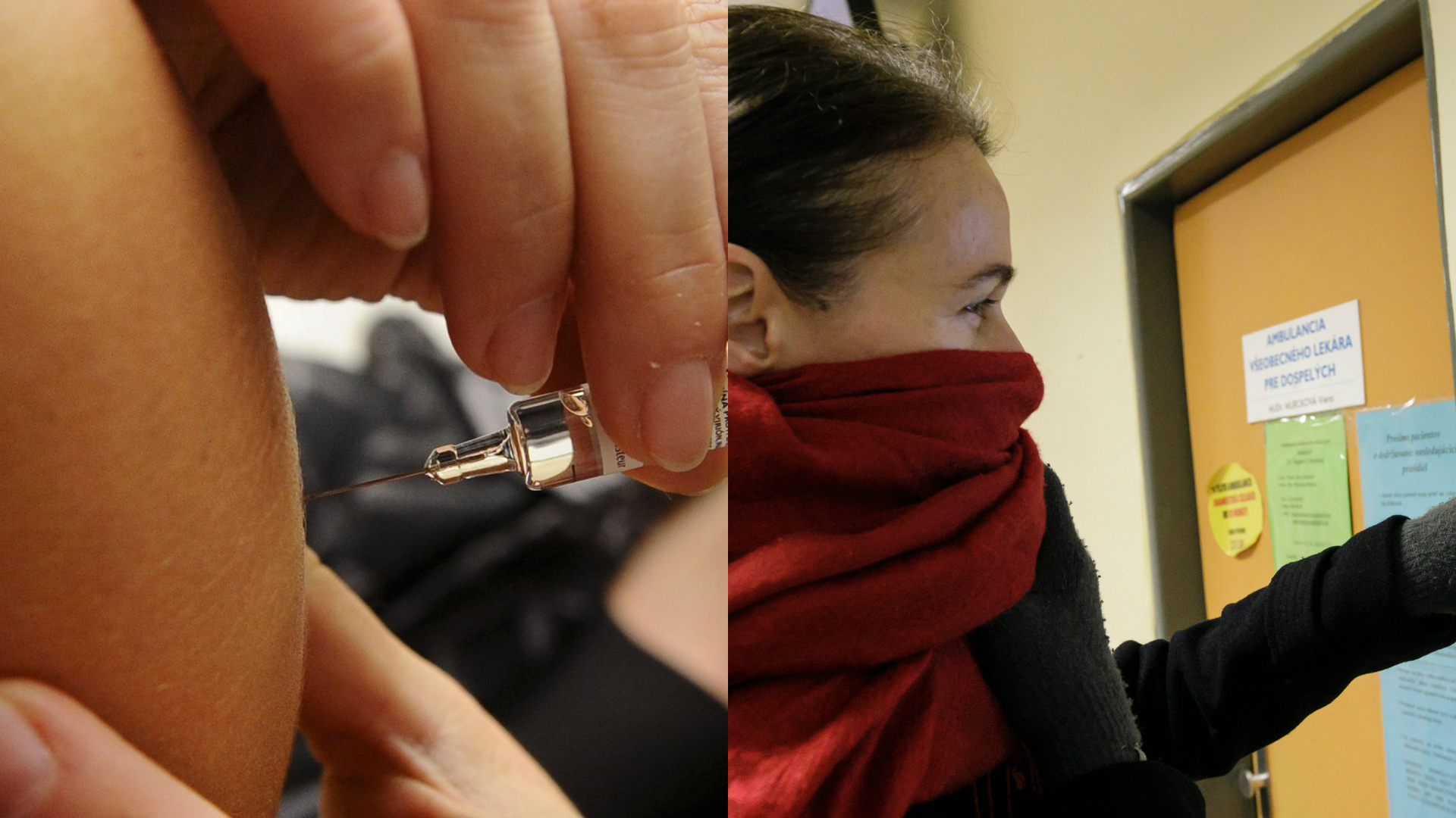 Pichnutie injekcie a žena so zahalenou tvárou