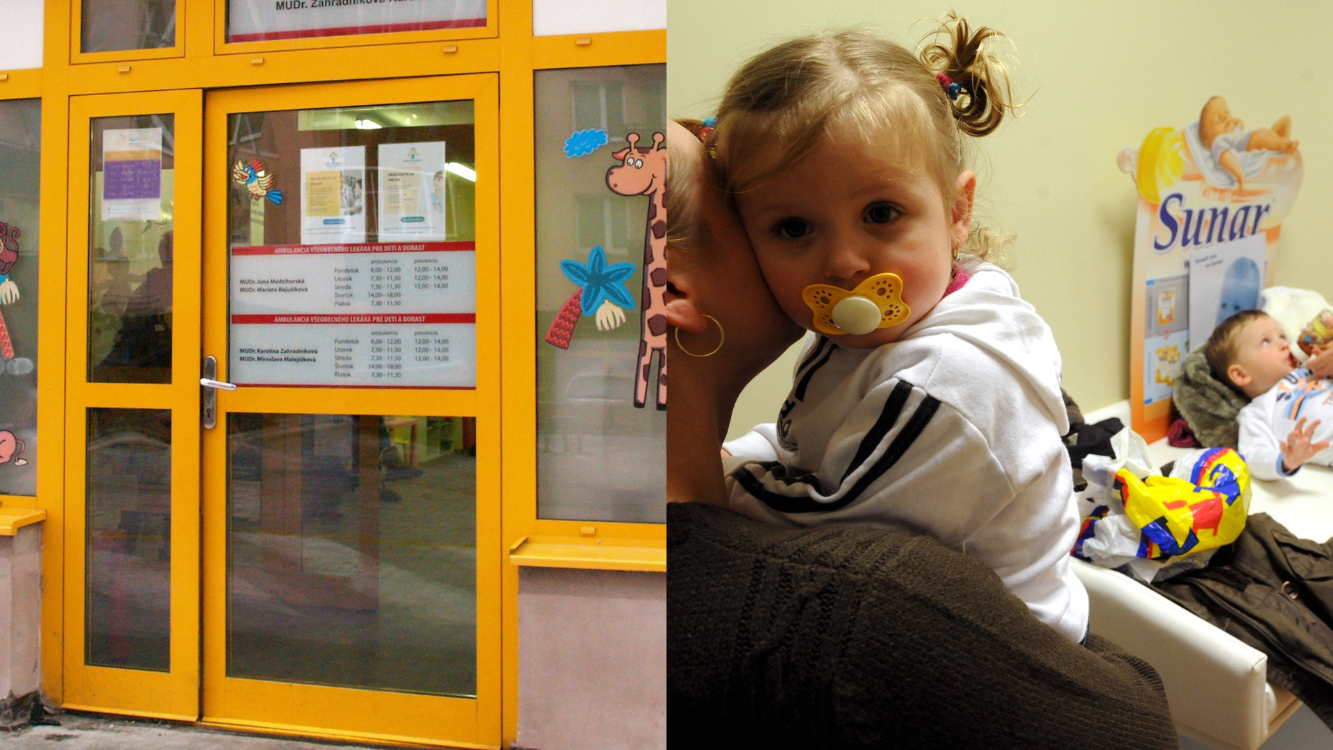 Detská ambulancia a dievčatko na rukách