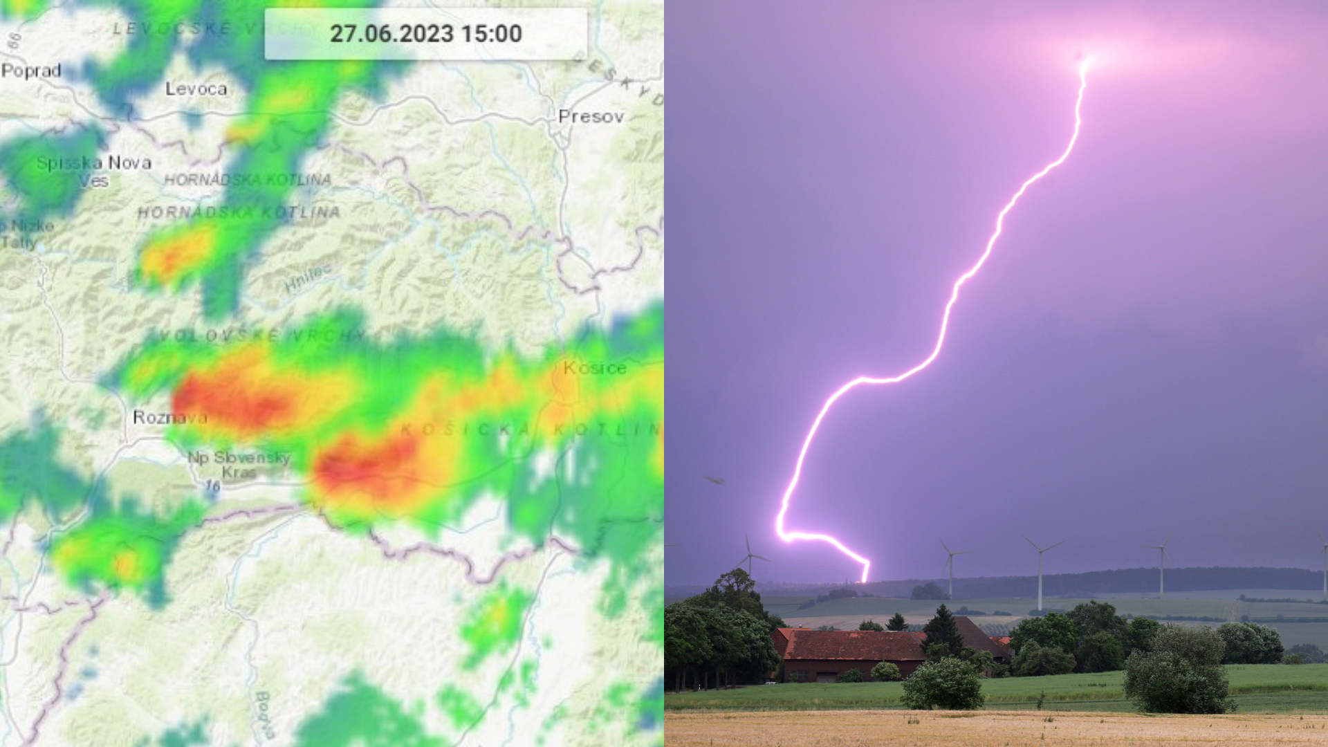 Prehľad búrok (mapa) a blesk