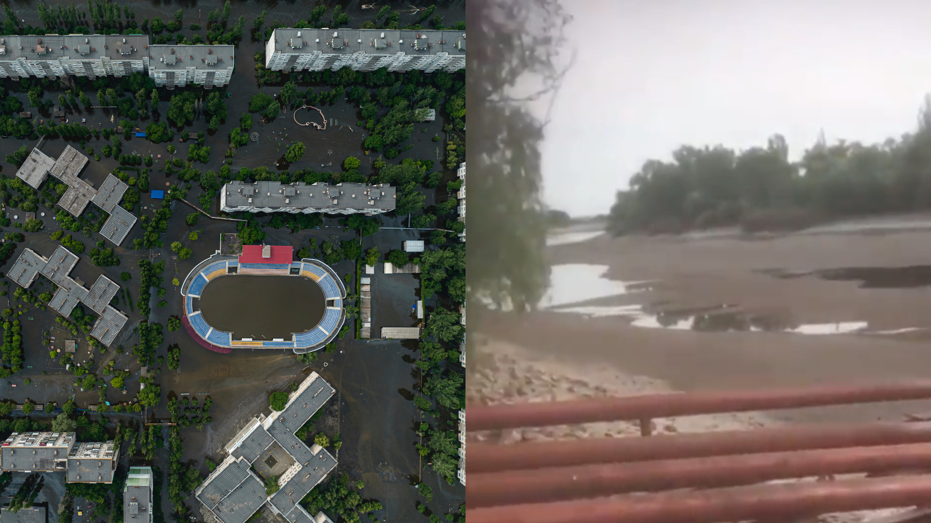 Zaplavené mesto Cherson po zničení Kachovskej priehrady a nedostatok vody v kanály na Kryme