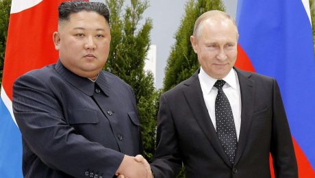 Vodca Kórejskej ľudovodemokratickej republiky Kim Čong-un a Ruský prezident Vladimir Putin.
