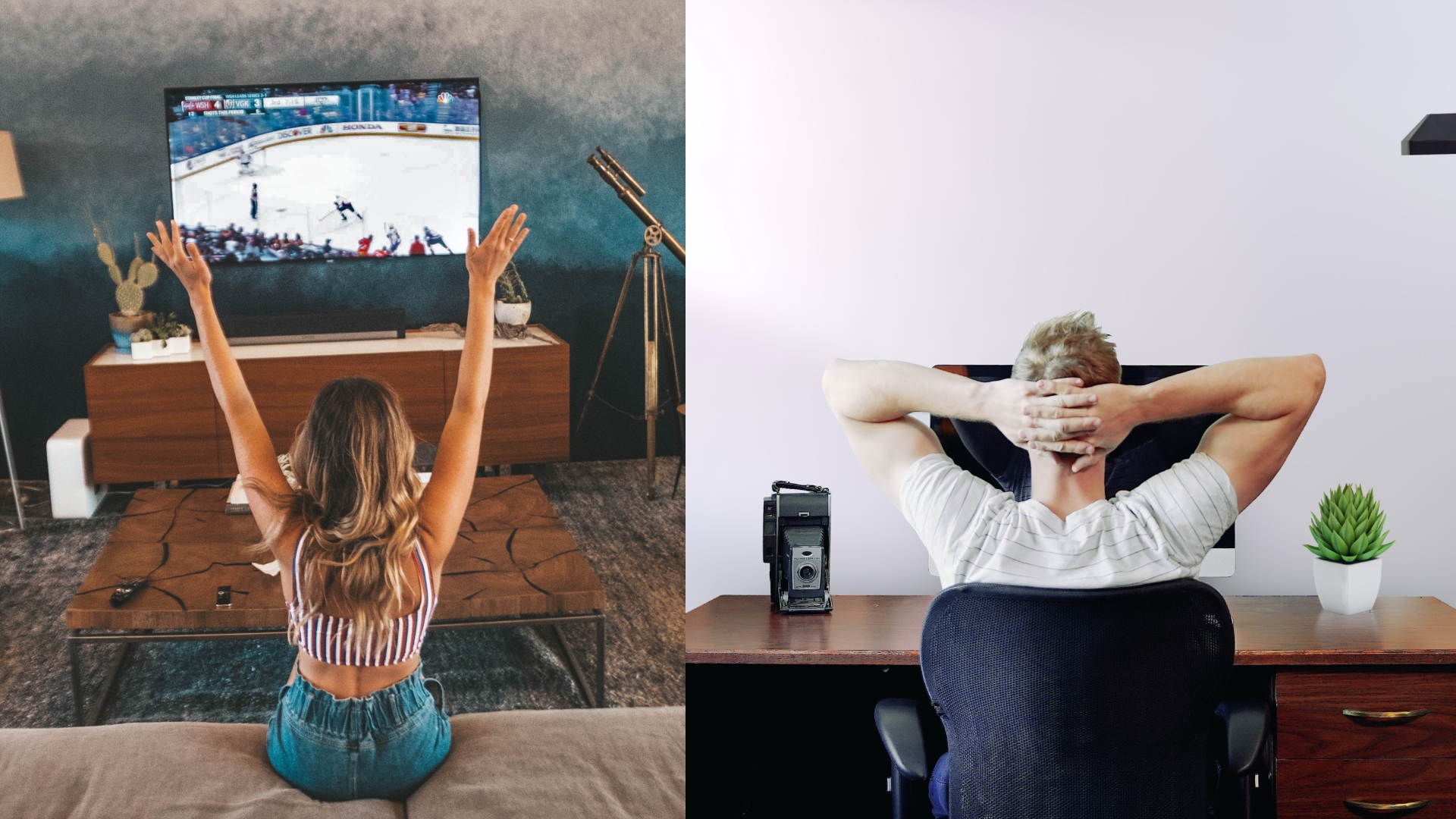 žena a muž pozerajú tv