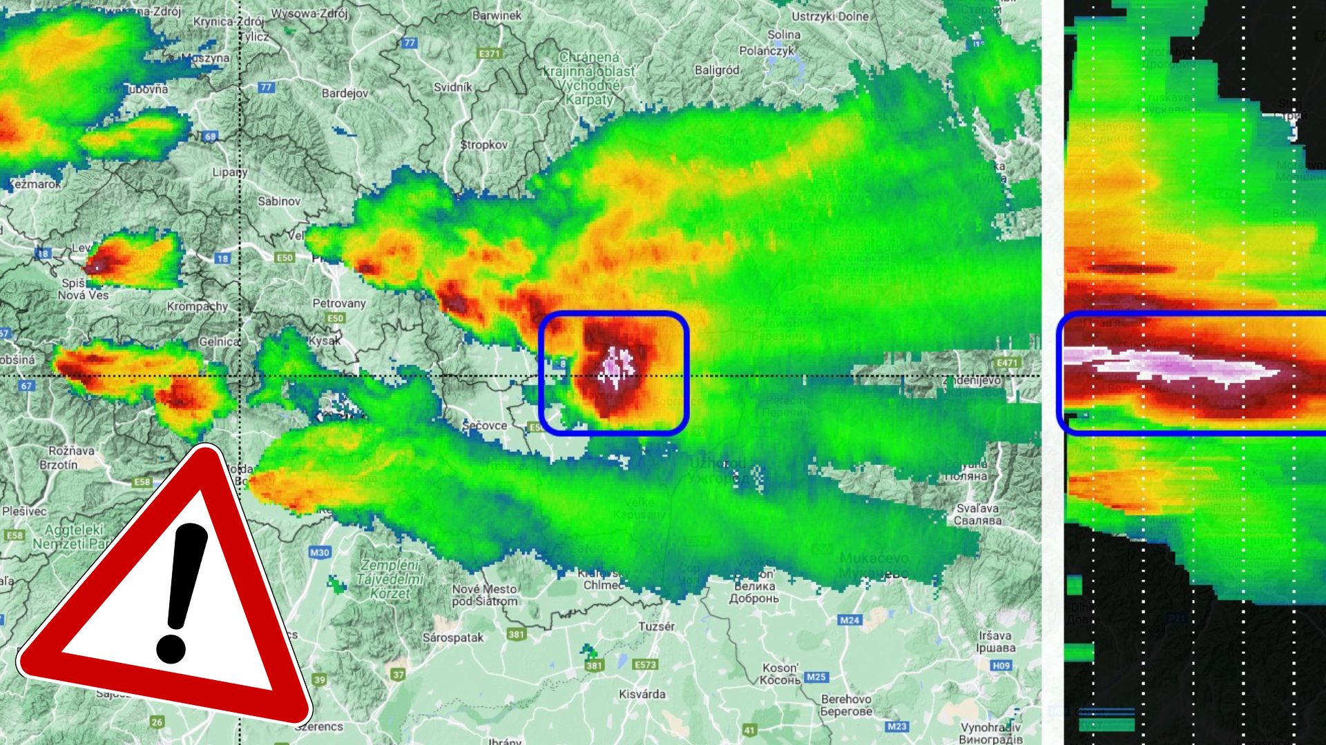 Graf ukazujúci intenzitu búrok nad Slovenskom