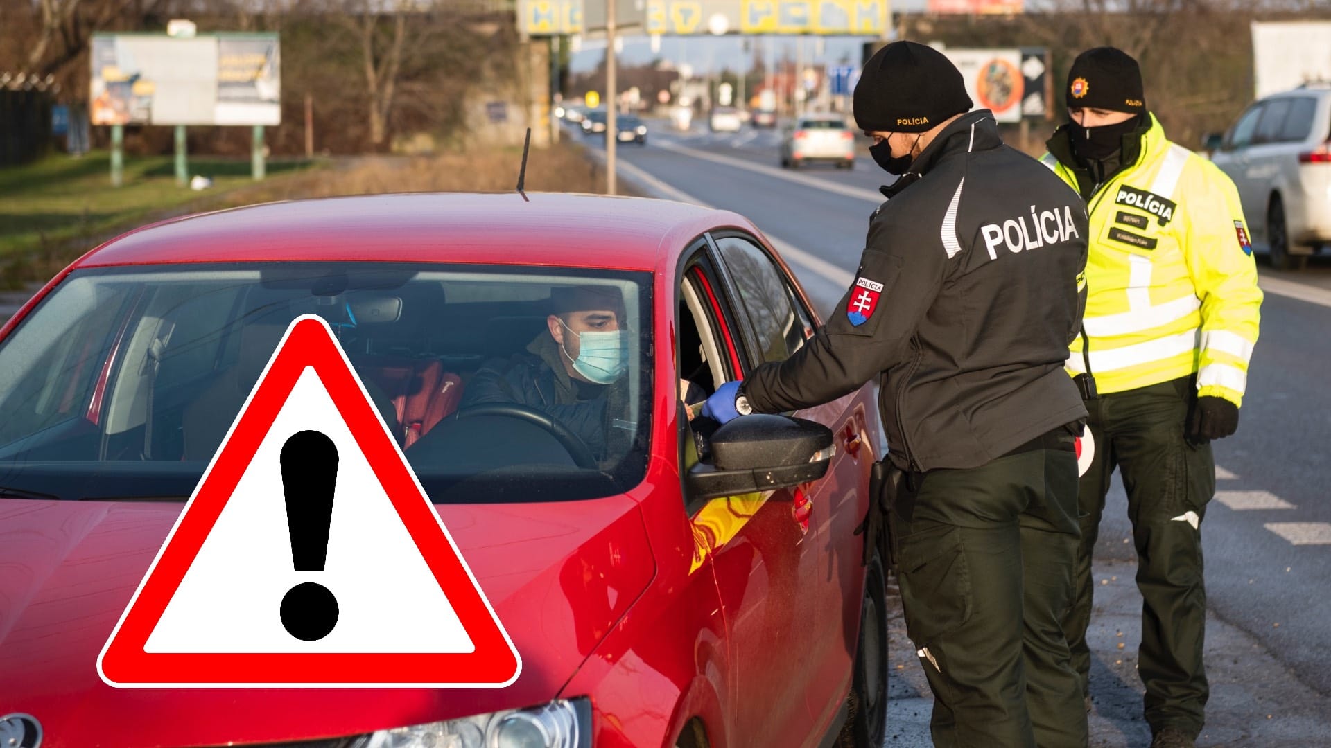 Na snímke je policajná kontrola vodičov