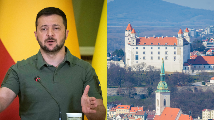 Prezident Volodymyr Zelenskyj a pohľad na Bratislavský hrad