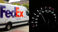 Dodávka kuriérskej spoločnosti FedEx a tachometer
