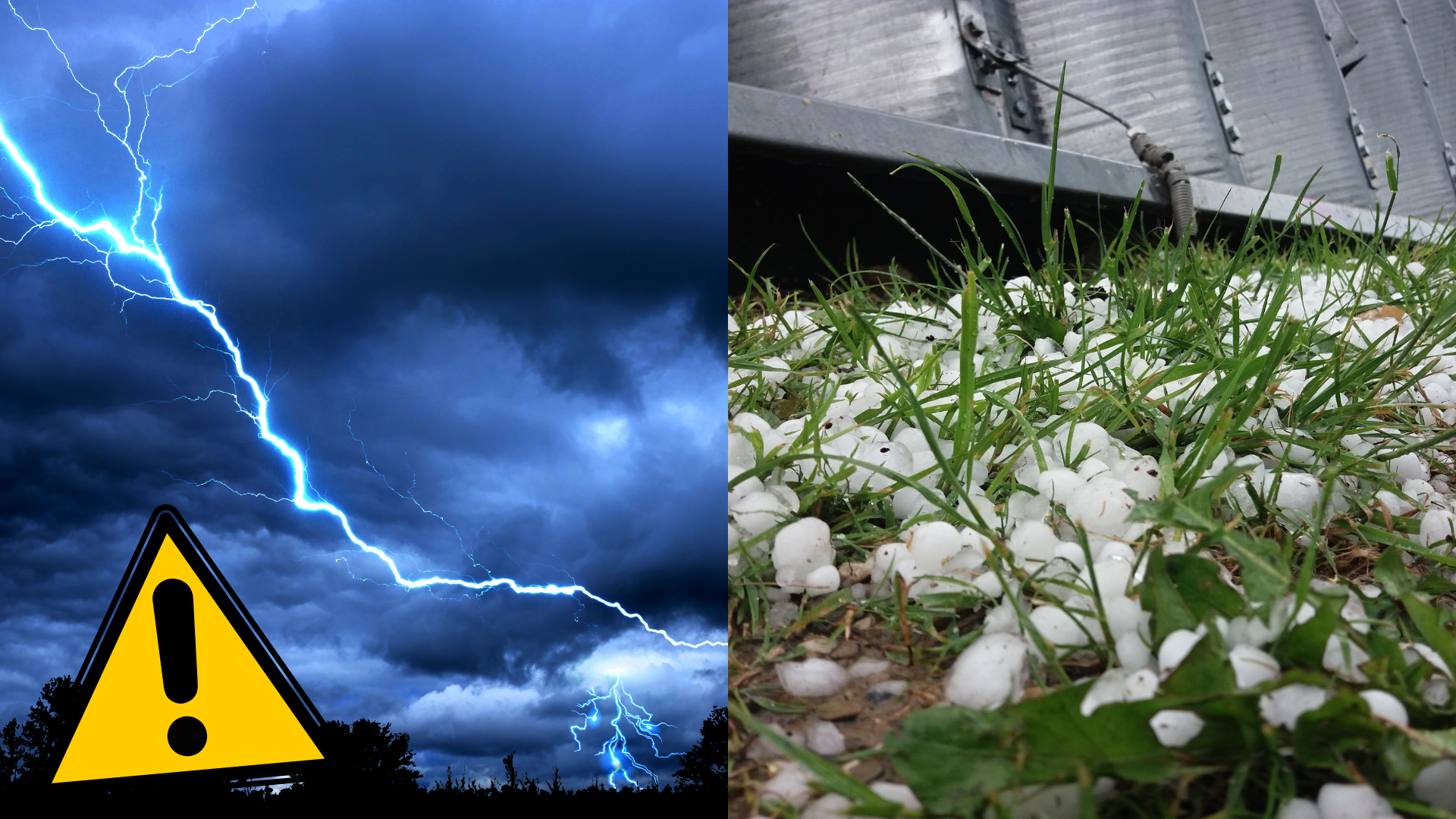 Blesk a krúpy popadané na zemi